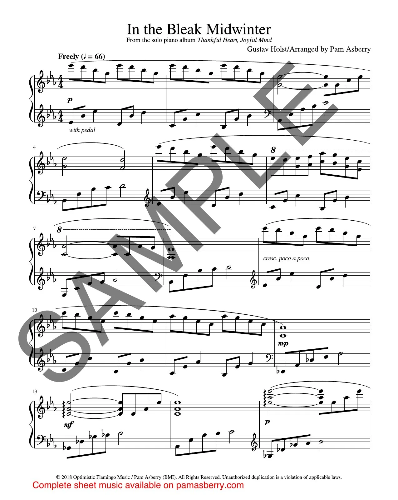 In The Bleak Midwinter – Downloadable Sheet Music sample page 1