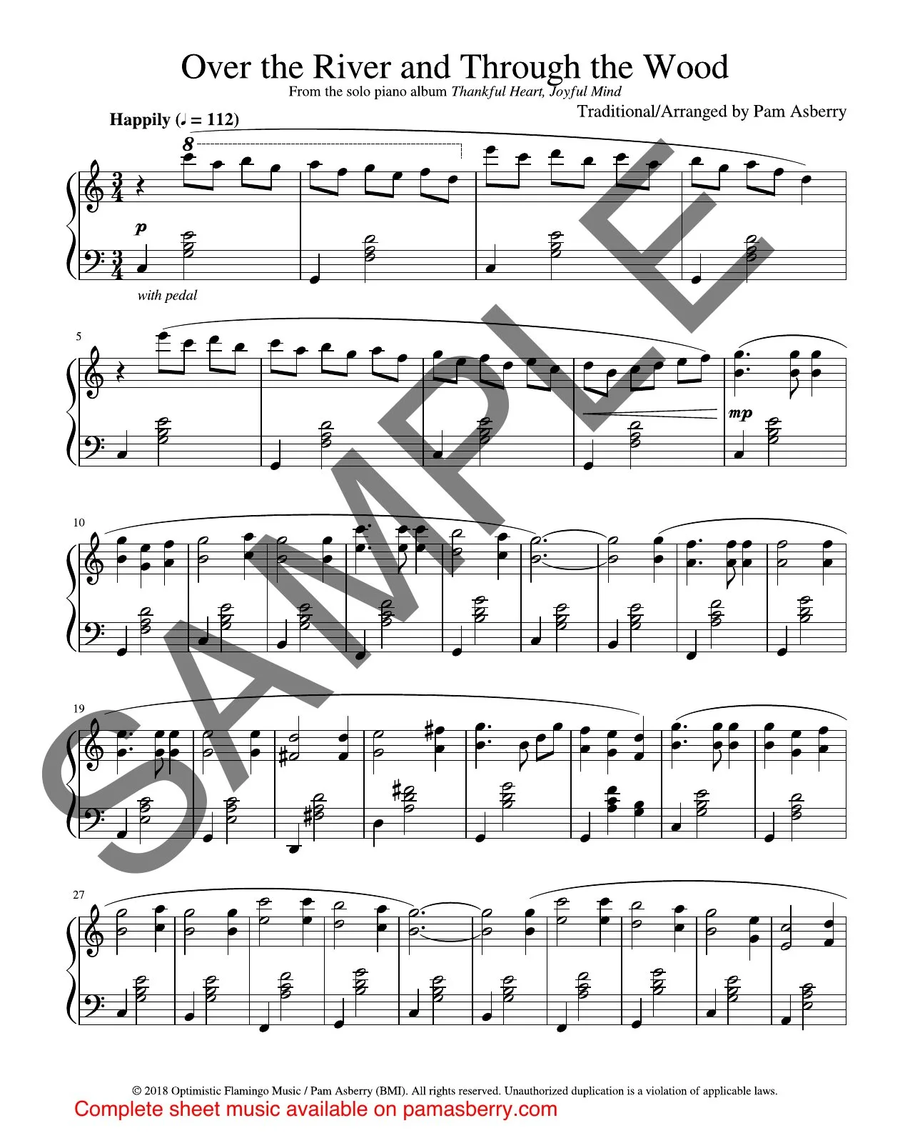 Over the River and Through the Wood – Downloadable Sheet Music sample page 1
