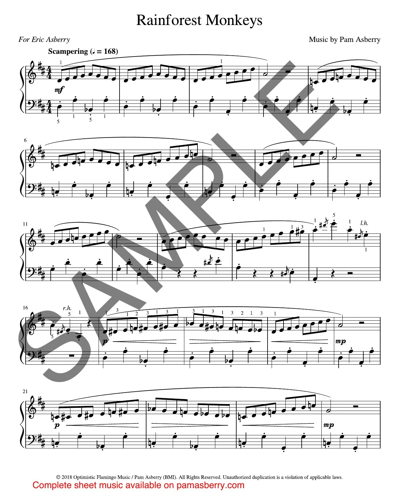 Rainforest Monkeys Sheet Music – Downloadable sample page 1