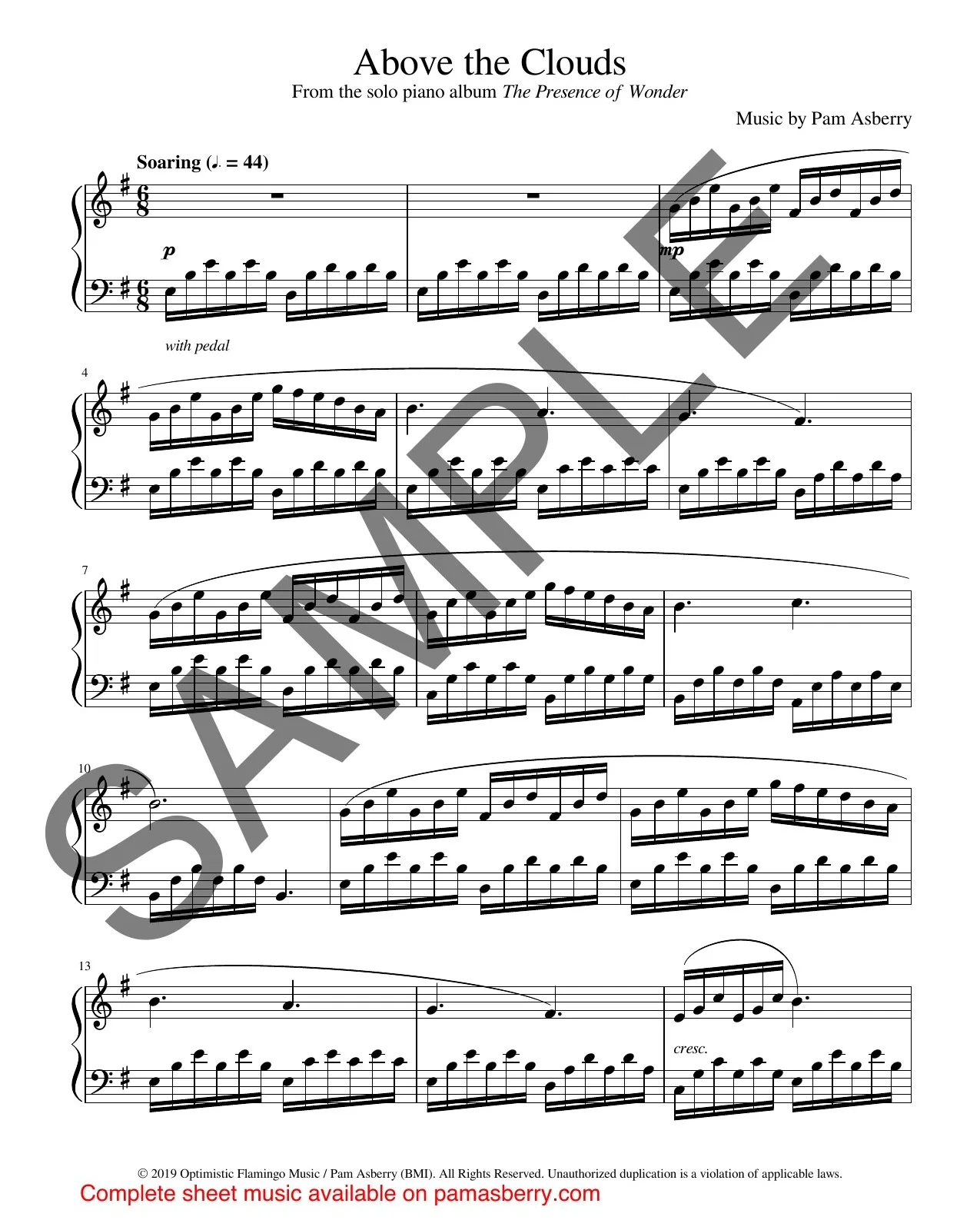 Above The Clouds – Downloadable Sheet Music sample page 1