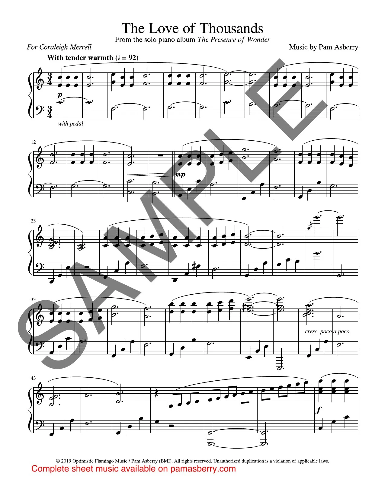 The Love Of Thousands – Downloadable Sheet Music sample page 1