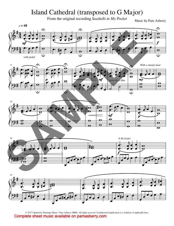 Island Cathedral (Transposed) – Downloadable Sheet Music cover