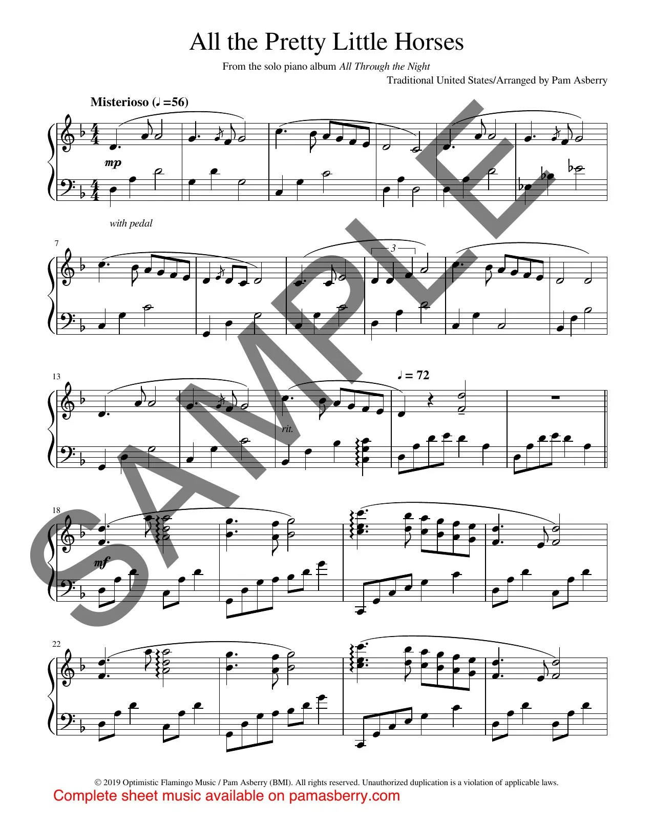 All The Pretty Little Horses – Downloadable Sheet Music sample page 1