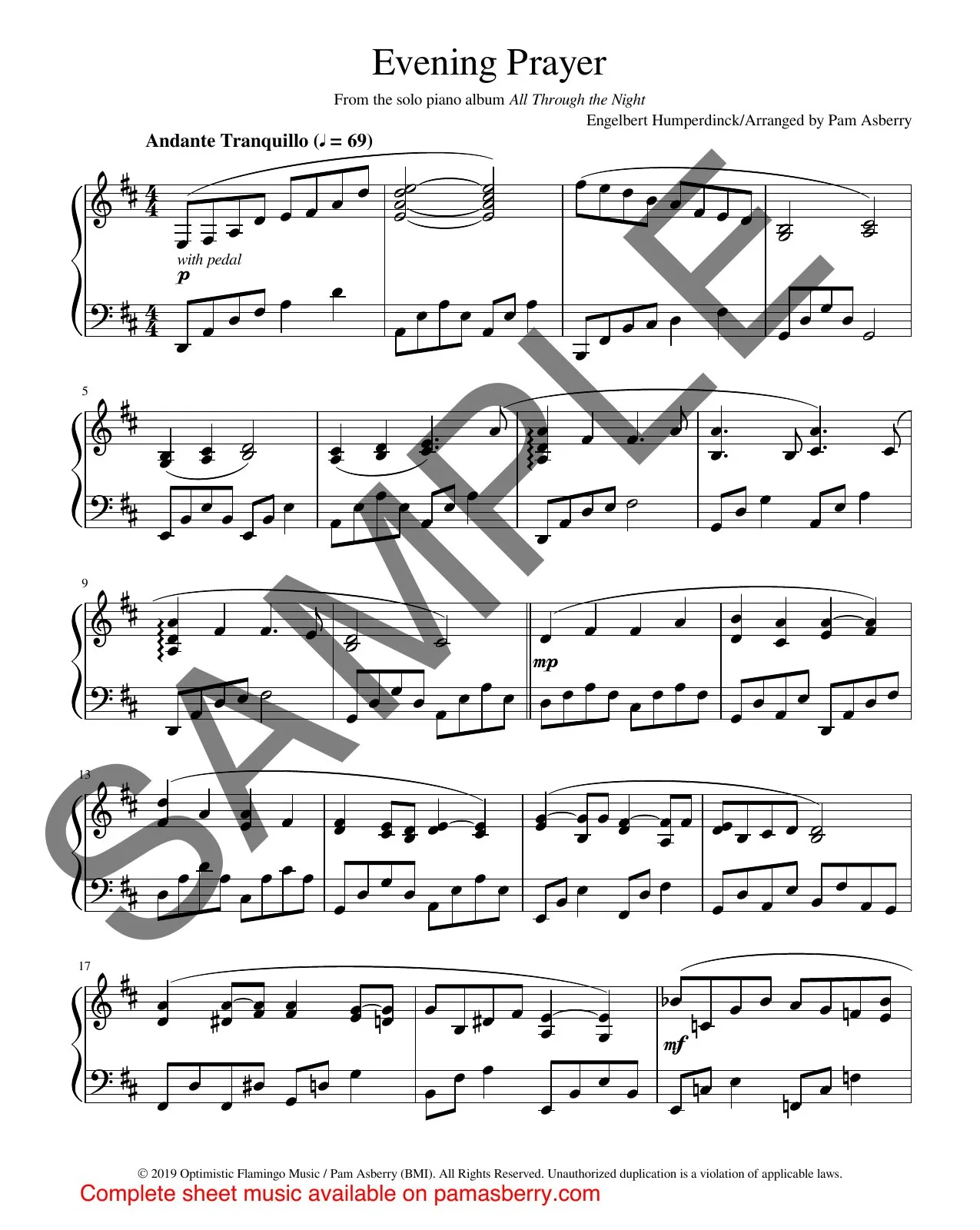 Evening Prayer – Downloadable Sheet Music sample page 1