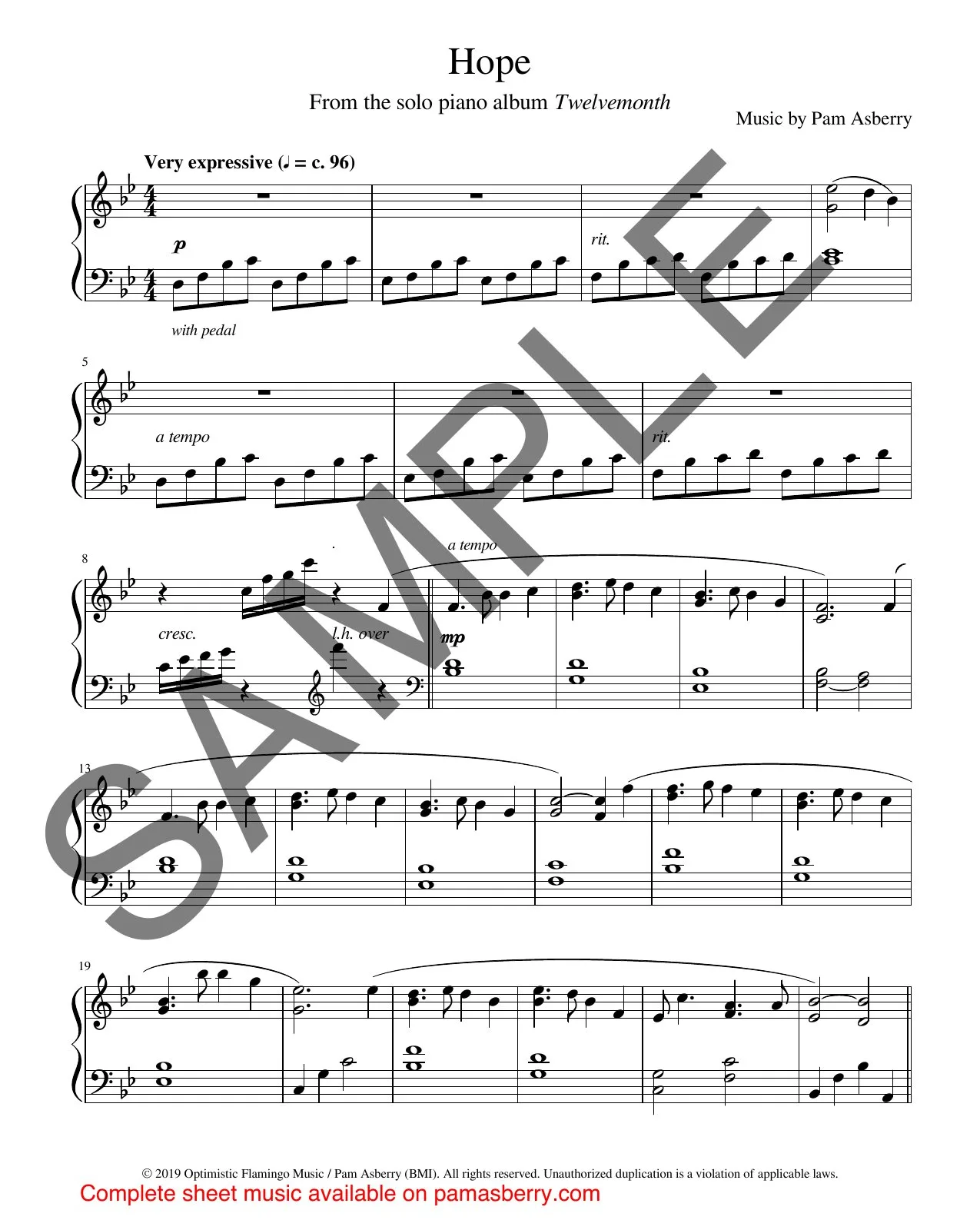Hope – Downloadable Sheet Music sample page 1