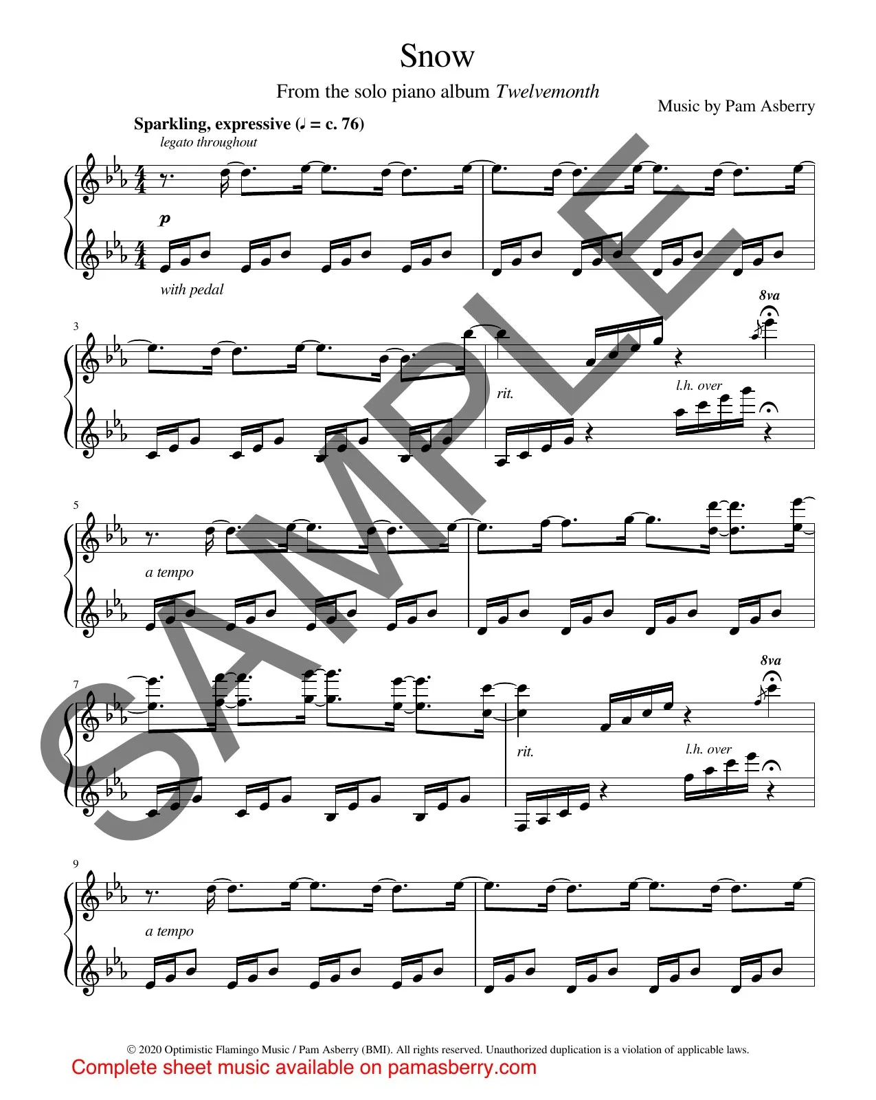 Snow – Downloadable Sheet Music sample page 1