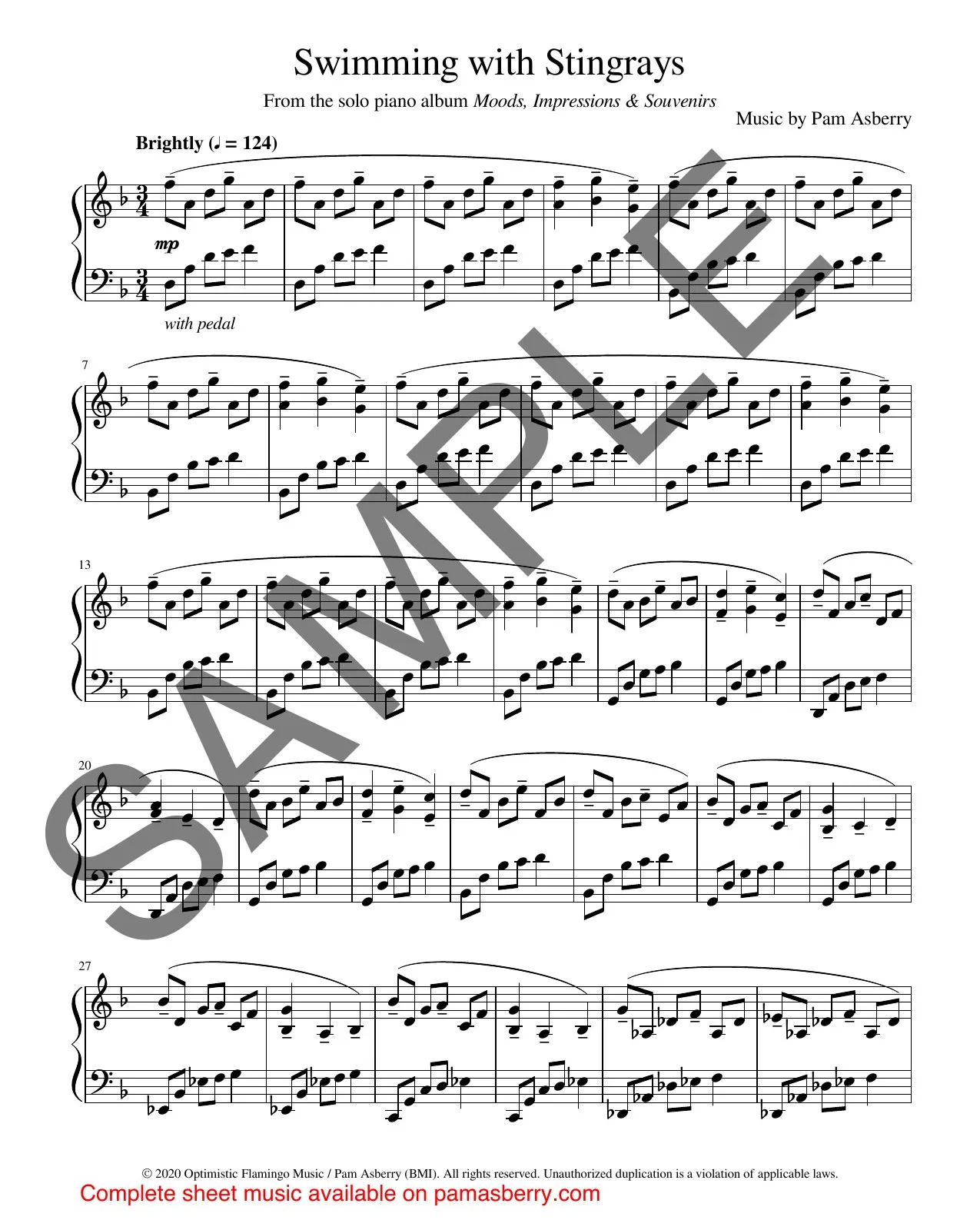 Swimming With Stingrays – Downloadable Sheet Music sample page 1