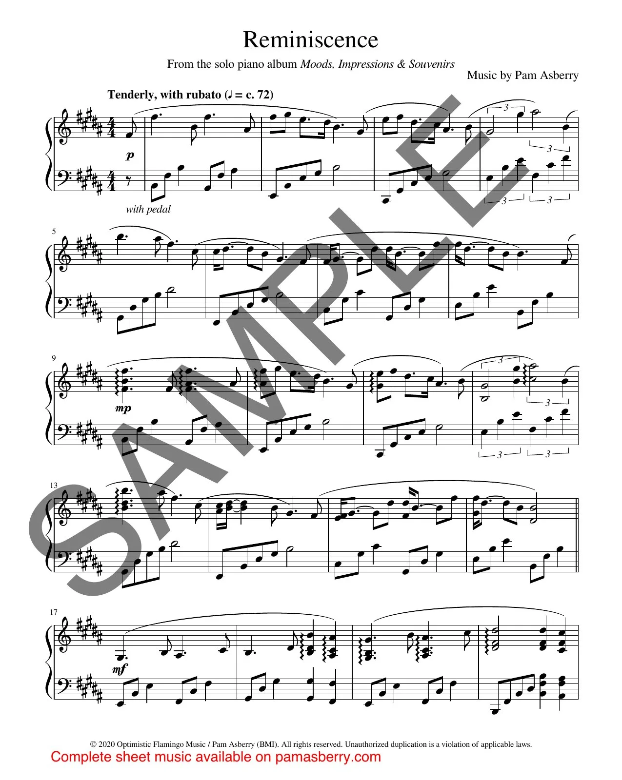 Reminiscence – Downloadable Sheet Music sample page 1