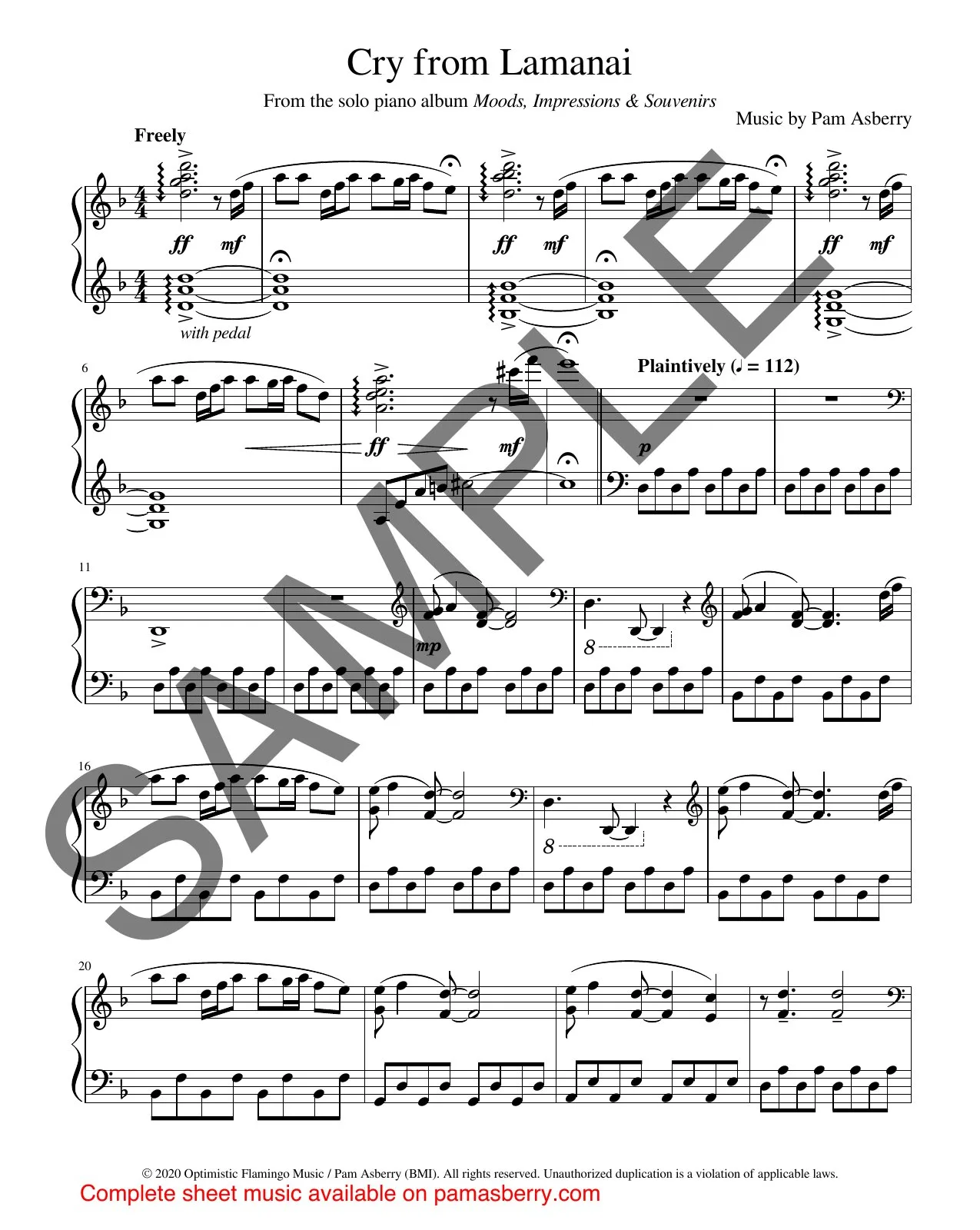Cry from Lamanai – Downloadable Sheet Music sample page 1