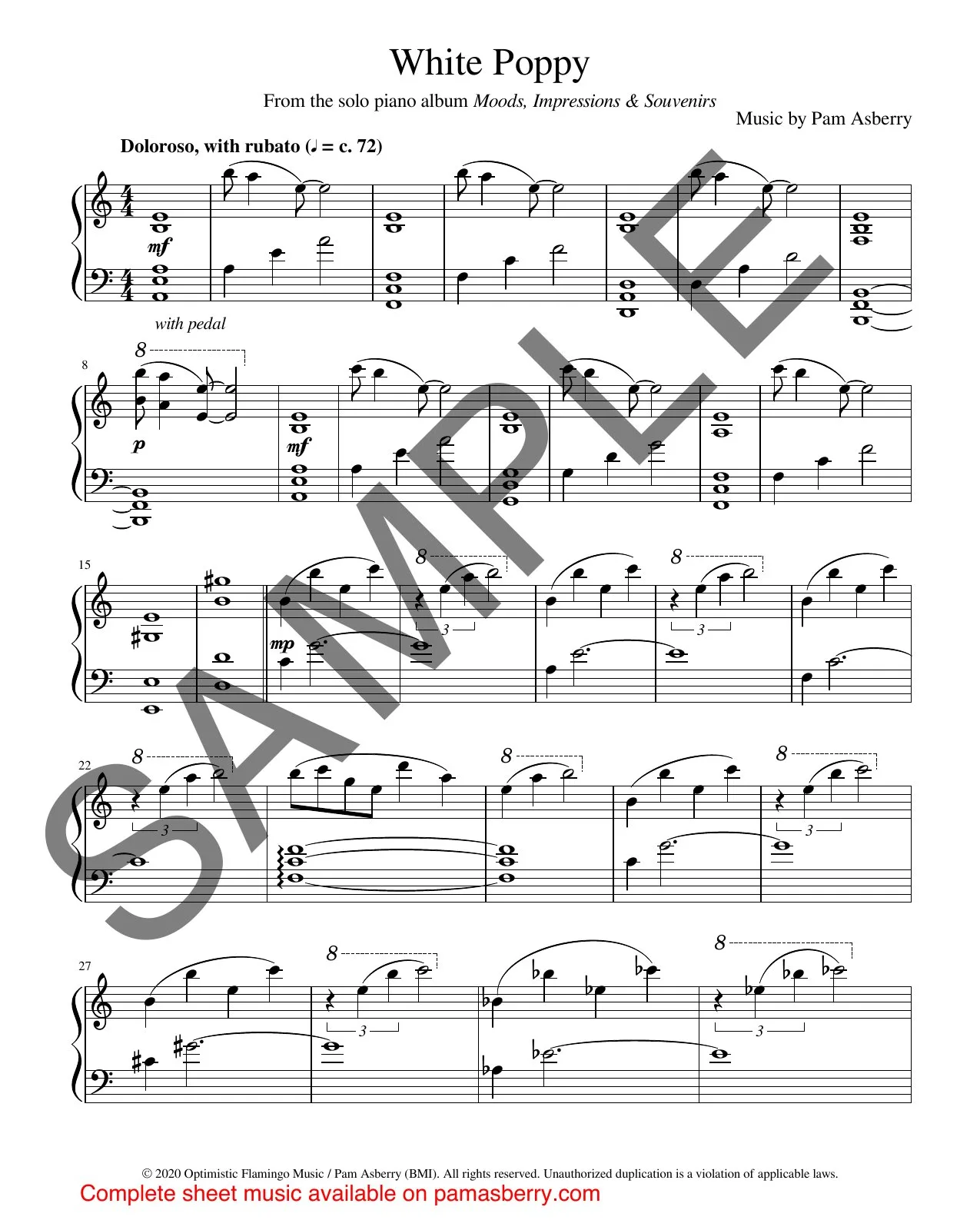 White Poppy – Downloadable Sheet Music sample page 1
