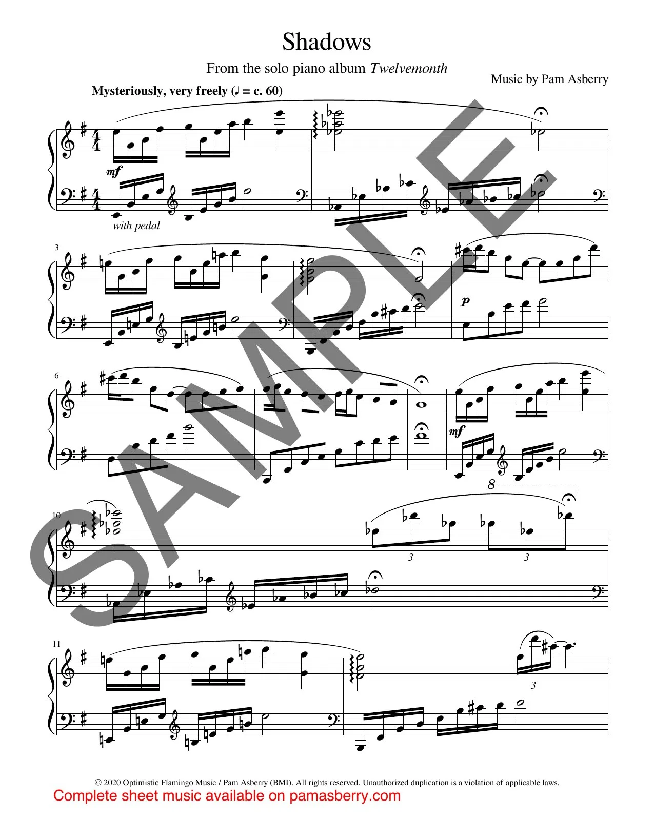 Shadows – Downloadable Sheet Music sample page 1