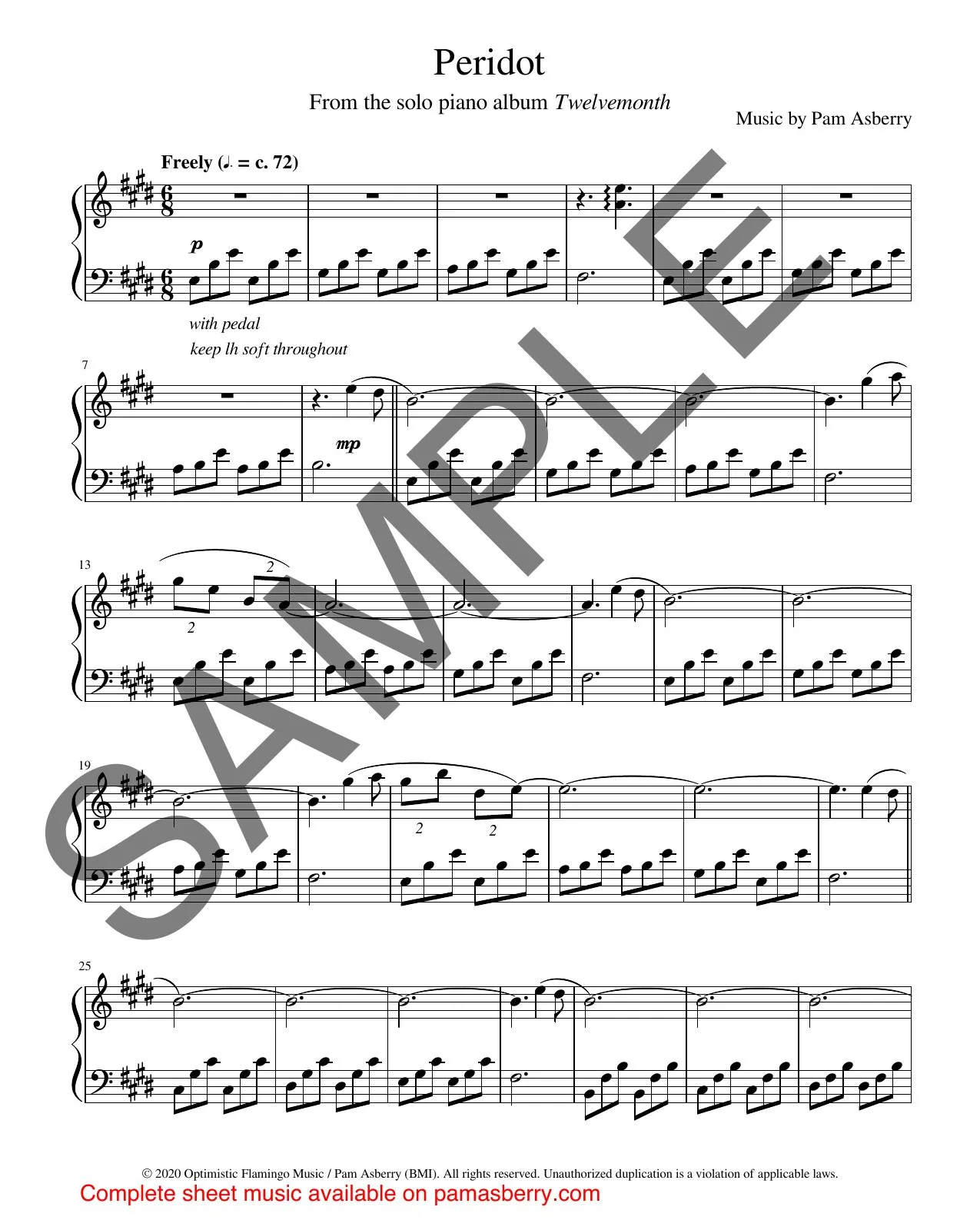 Peridot – Downloadable Sheet Music sample page 1