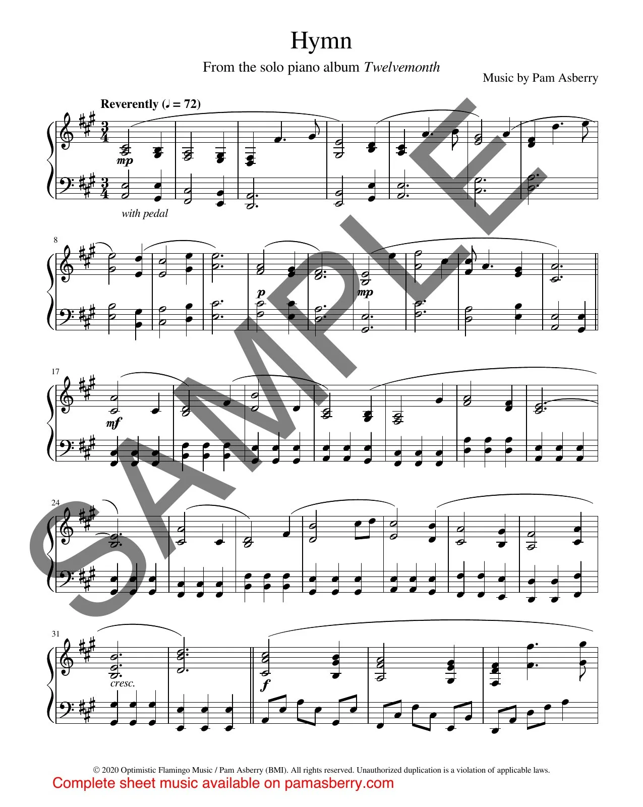 Hymn – Downloadable Sheet Music sample page 1