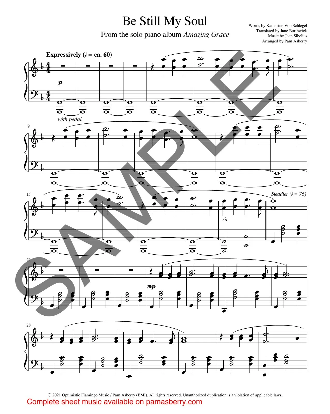 Be Still My Soul – Downloadable Sheet Music sample page 1