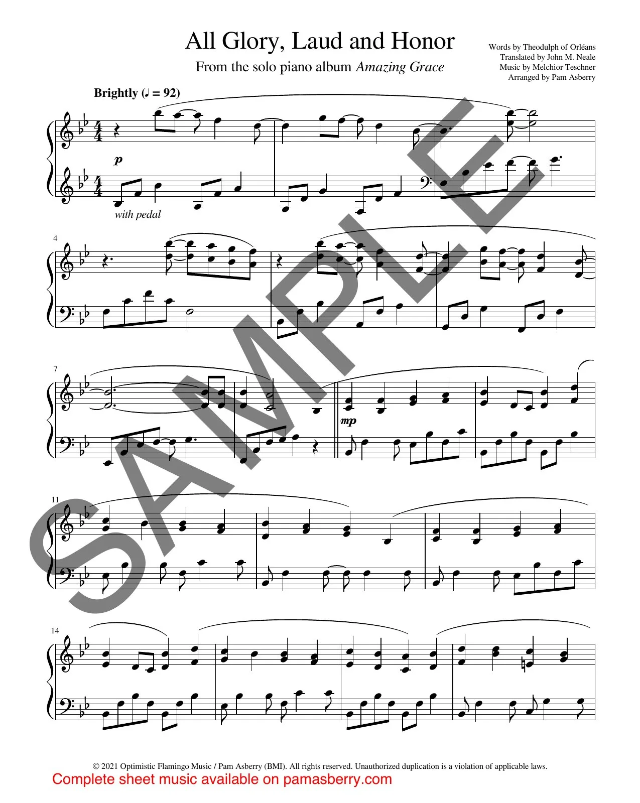 All Glory, Laud and Honor – Downloadable Sheet Music sample page 1