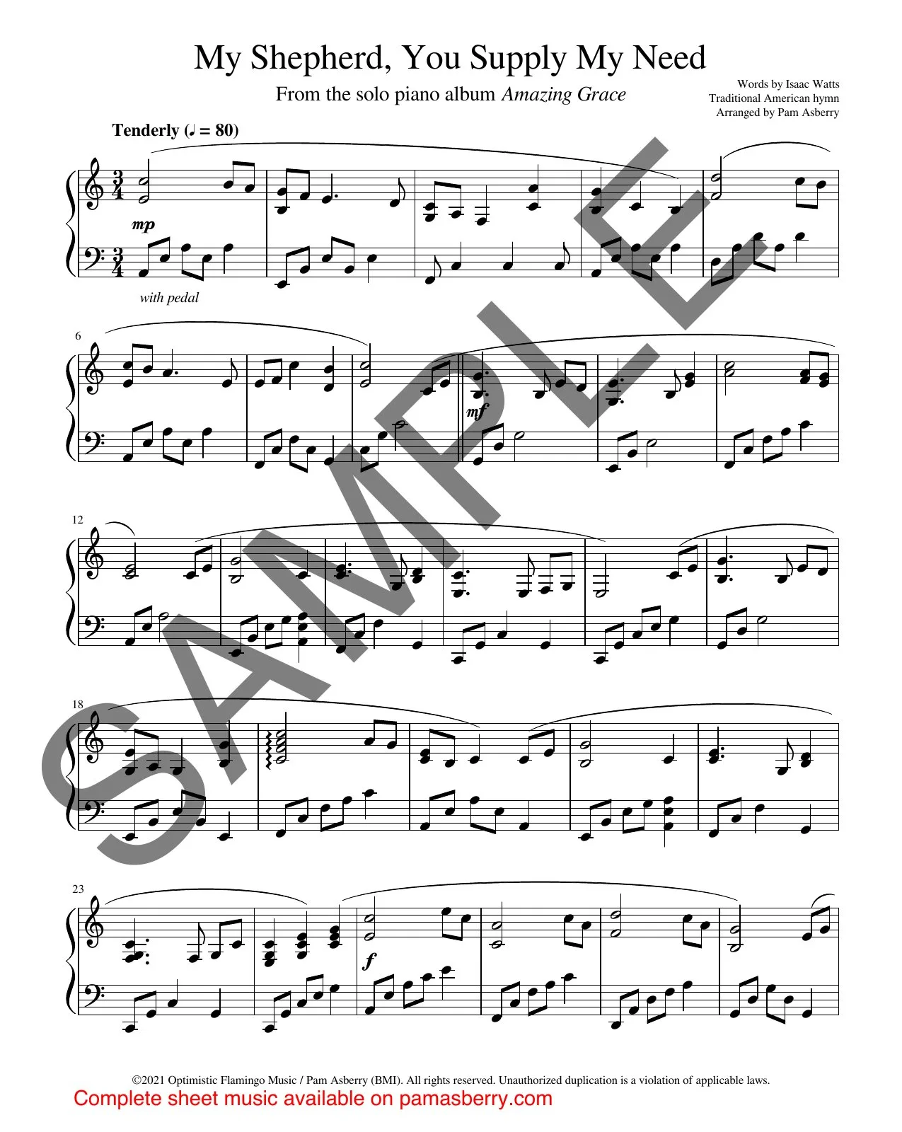 My Shepherd, You Supply My Need – Downloadable Sheet Music sample page 1