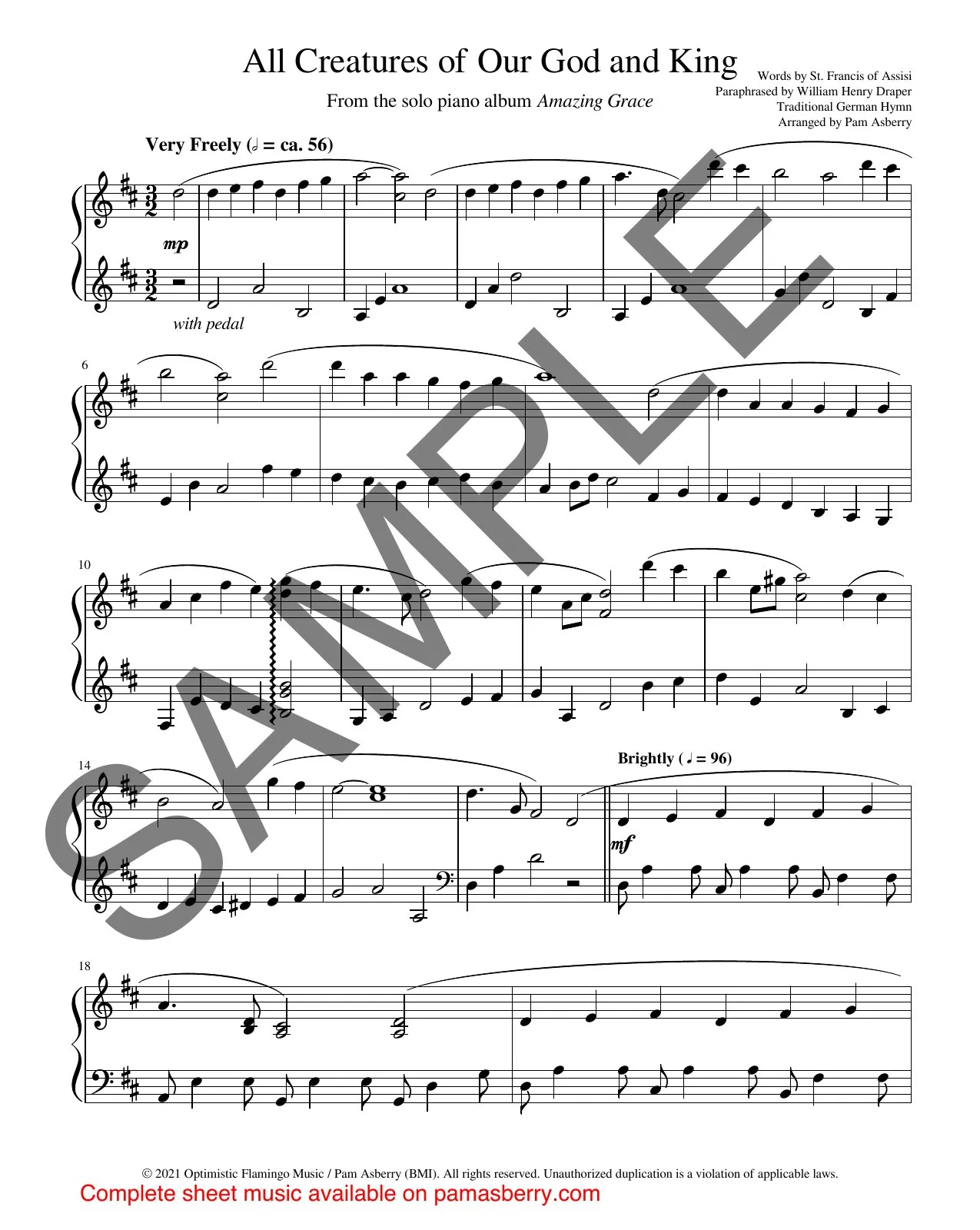 All Creatures of Our God and King – Downloadable Sheet Music sample page 1