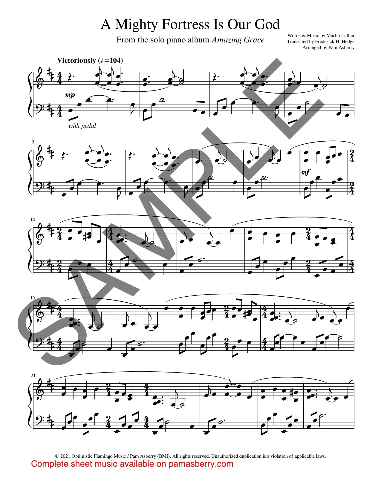 A Mighty Fortress Is Our God – Downloadable Sheet Music sample page 1