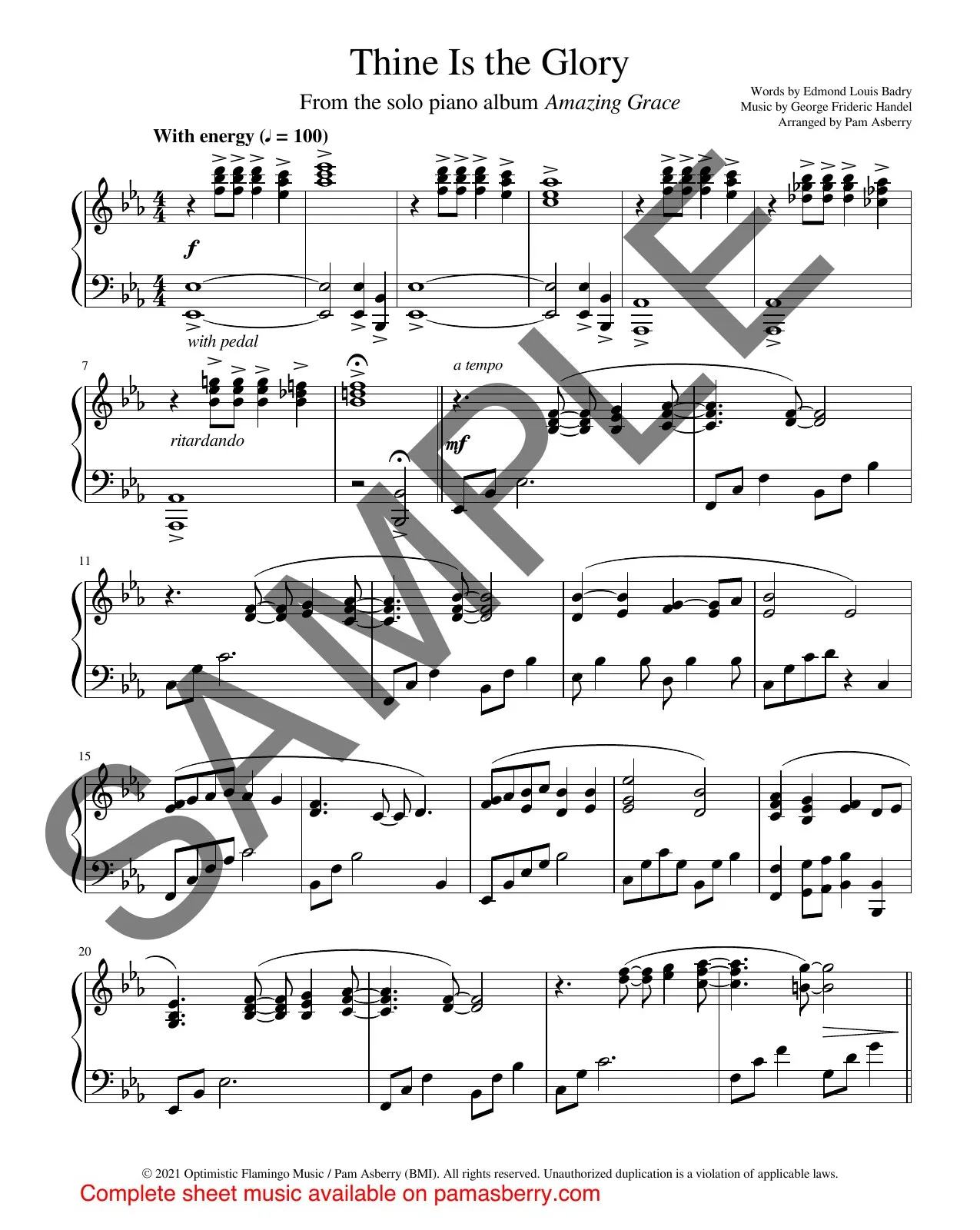 Thine Is the Glory – Downloadable Sheet Music sample page 1
