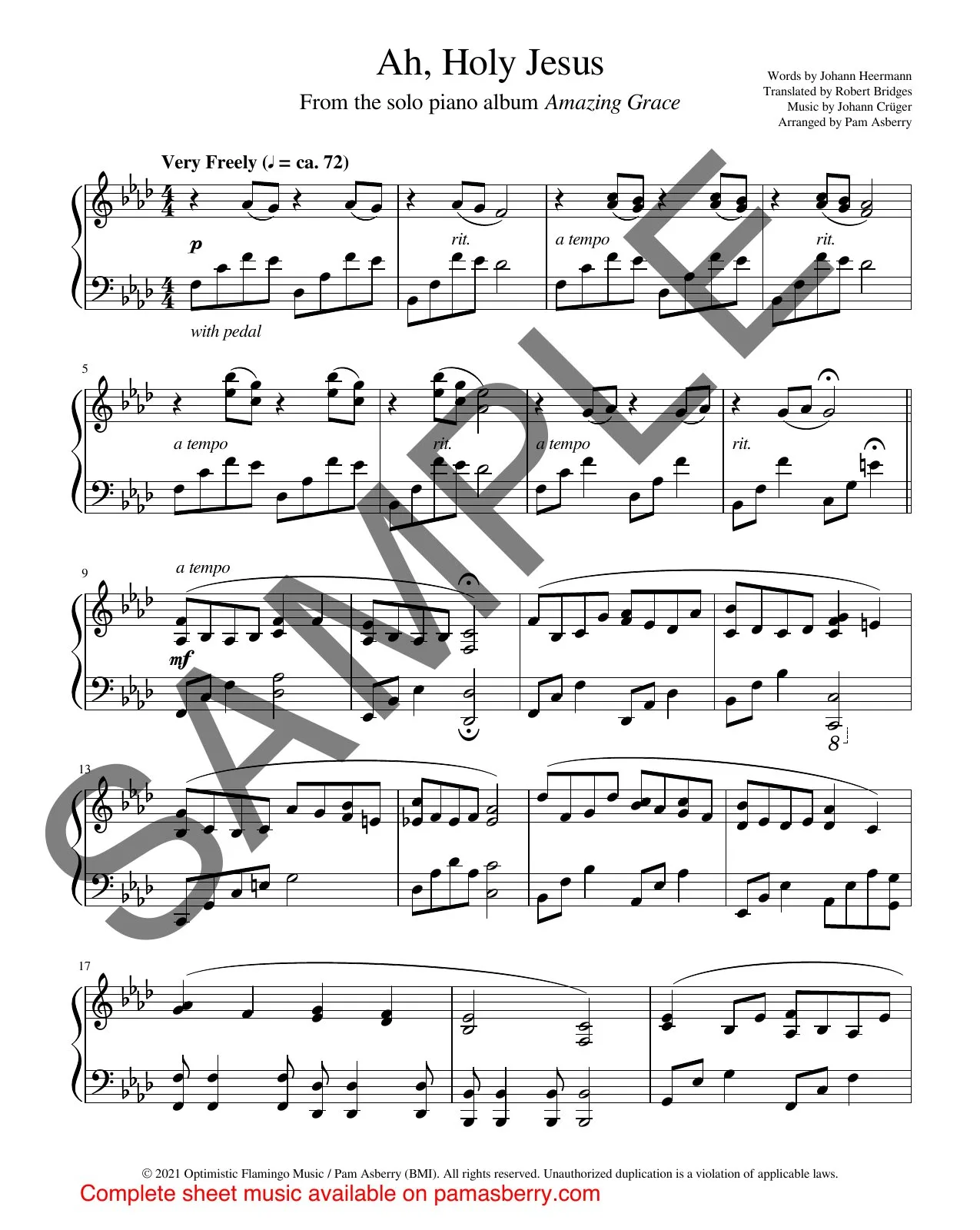Ah, Holy Jesus – Downloadable Sheet Music sample page 1