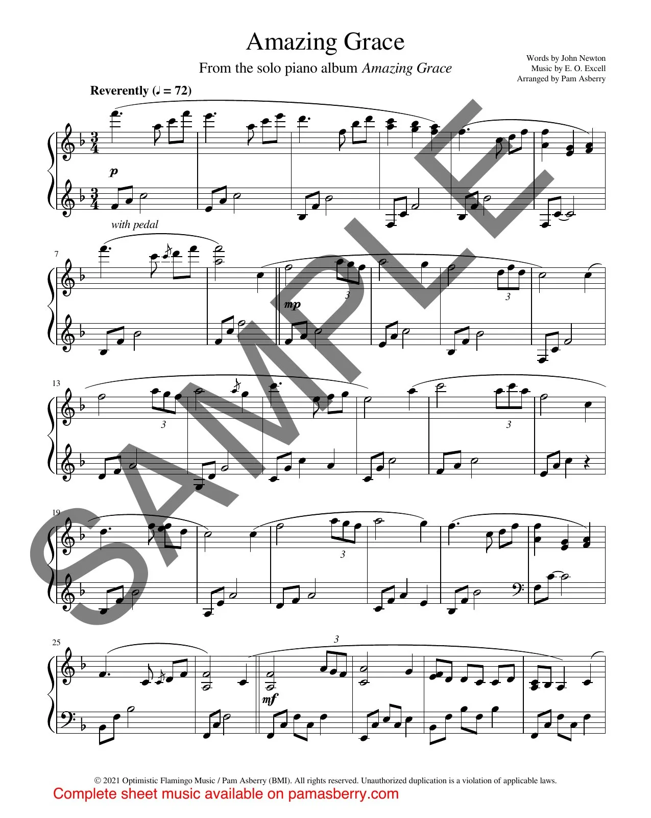 Amazing Grace (Single) – Downloadable Sheet Music sample page 1