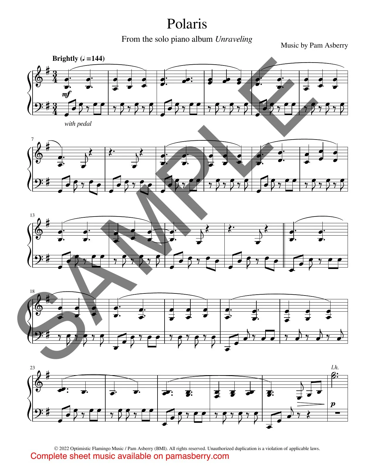 Polaris – Downloadable Sheet Music sample page 1