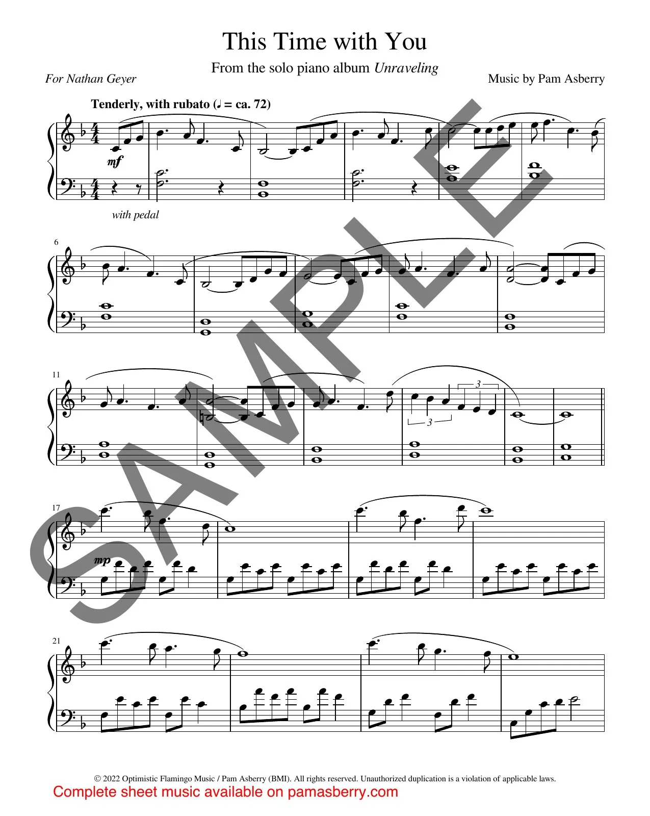 This Time with You – Downloadable Sheet Music sample page 1