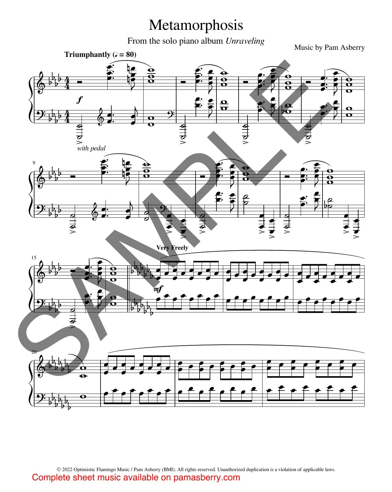 Metamorphosis – Downloadable Sheet Music sample page 1