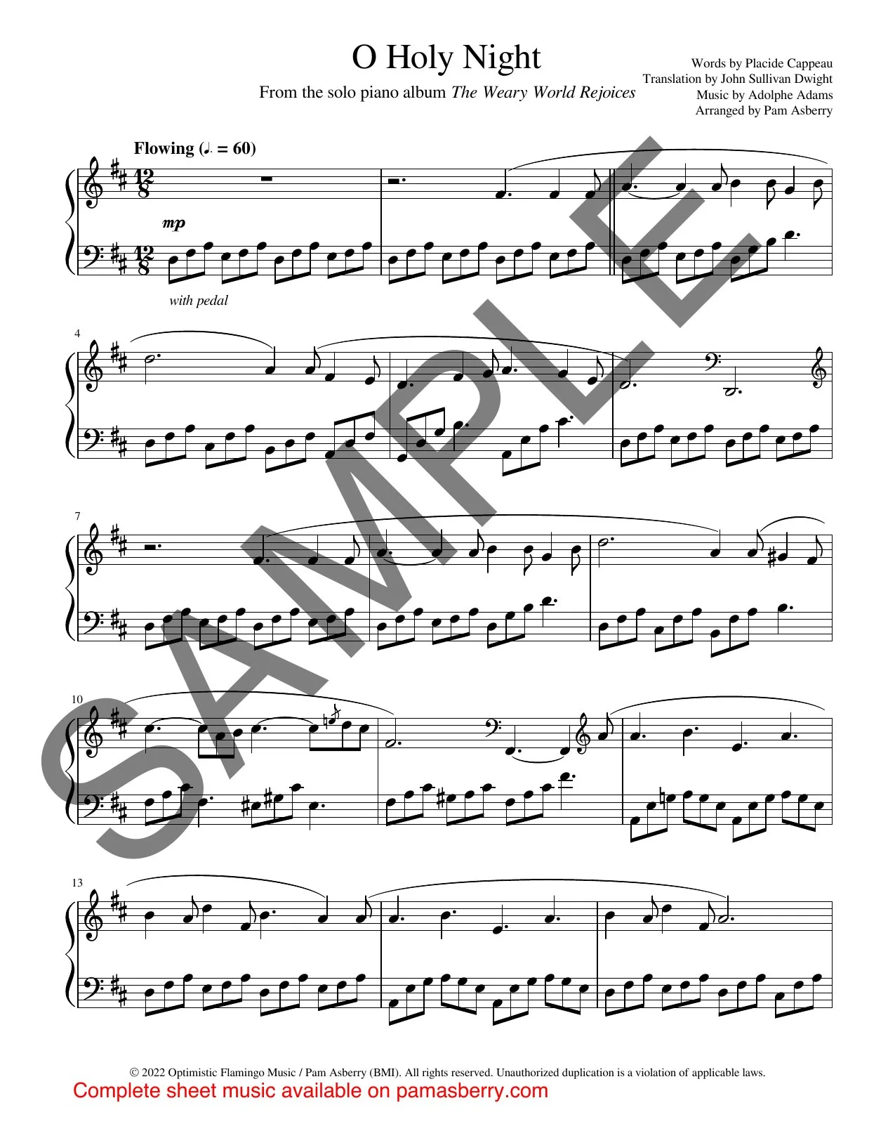 O Holy Night – Downloadable Sheet Music sample page 1