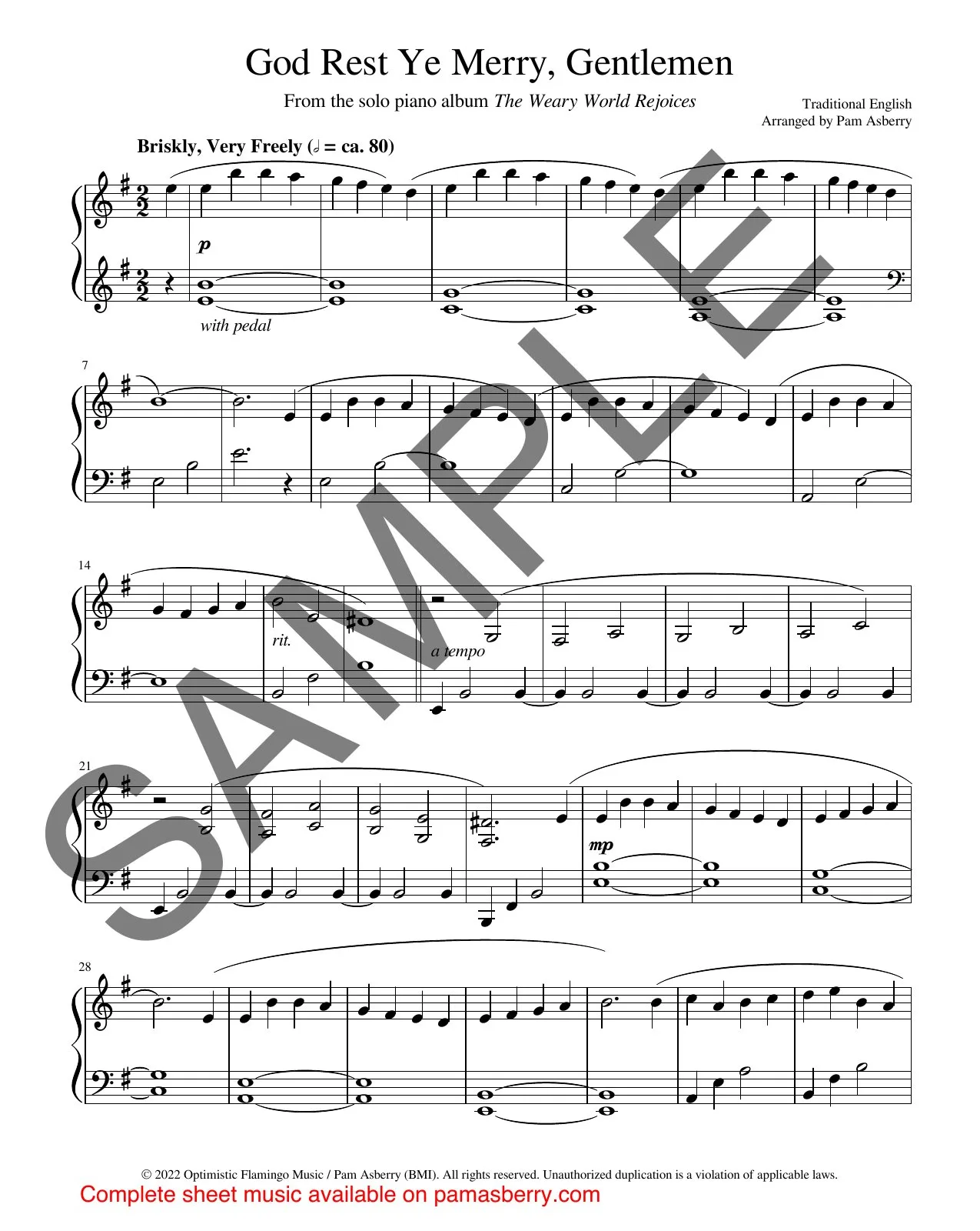 God Rest Ye Merry, Gentlemen – Downloadable Sheet Music sample page 1