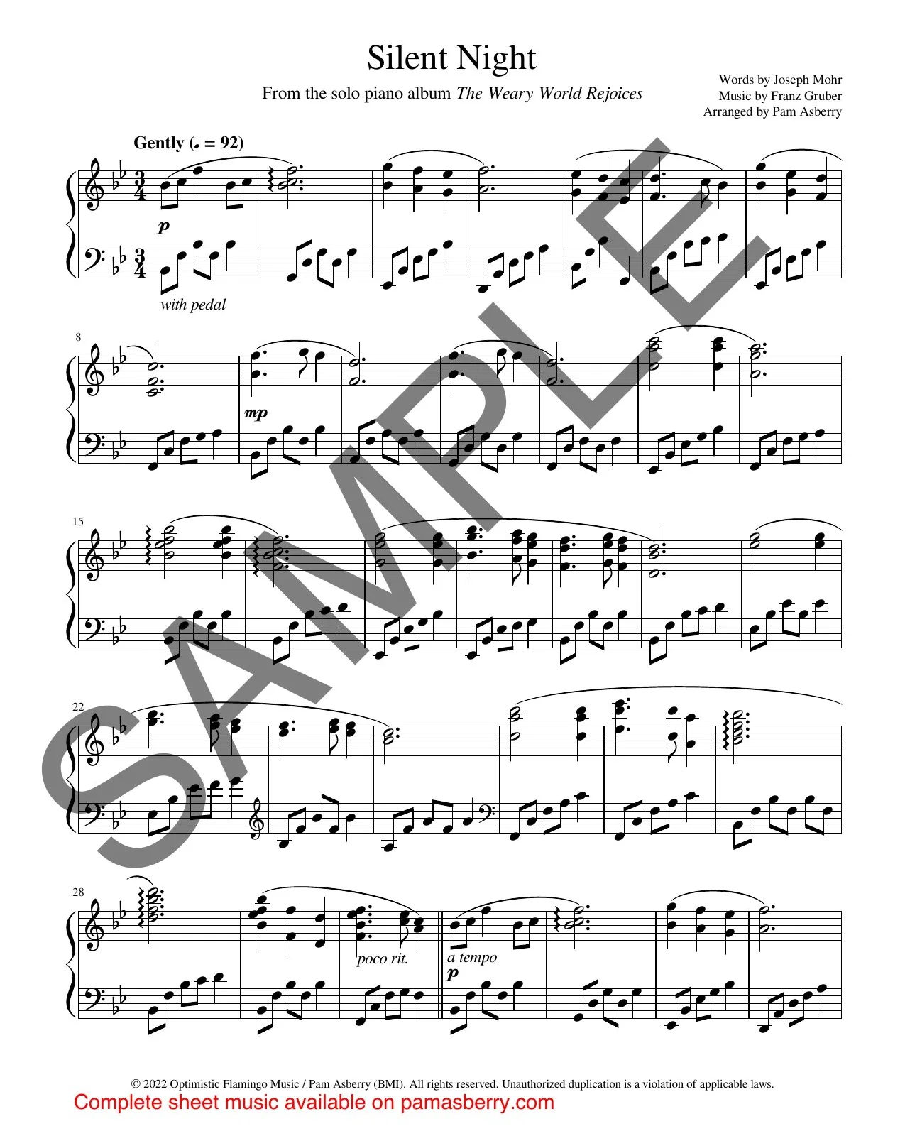 Silent Night – Downloadable Sheet Music sample page 1