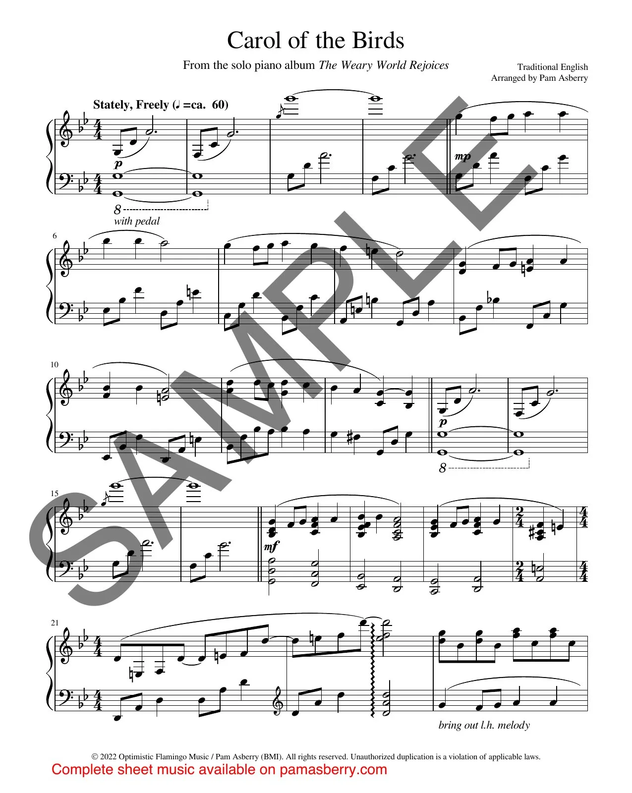 Carol of the Birds – Downloadable Sheet Music sample page 1