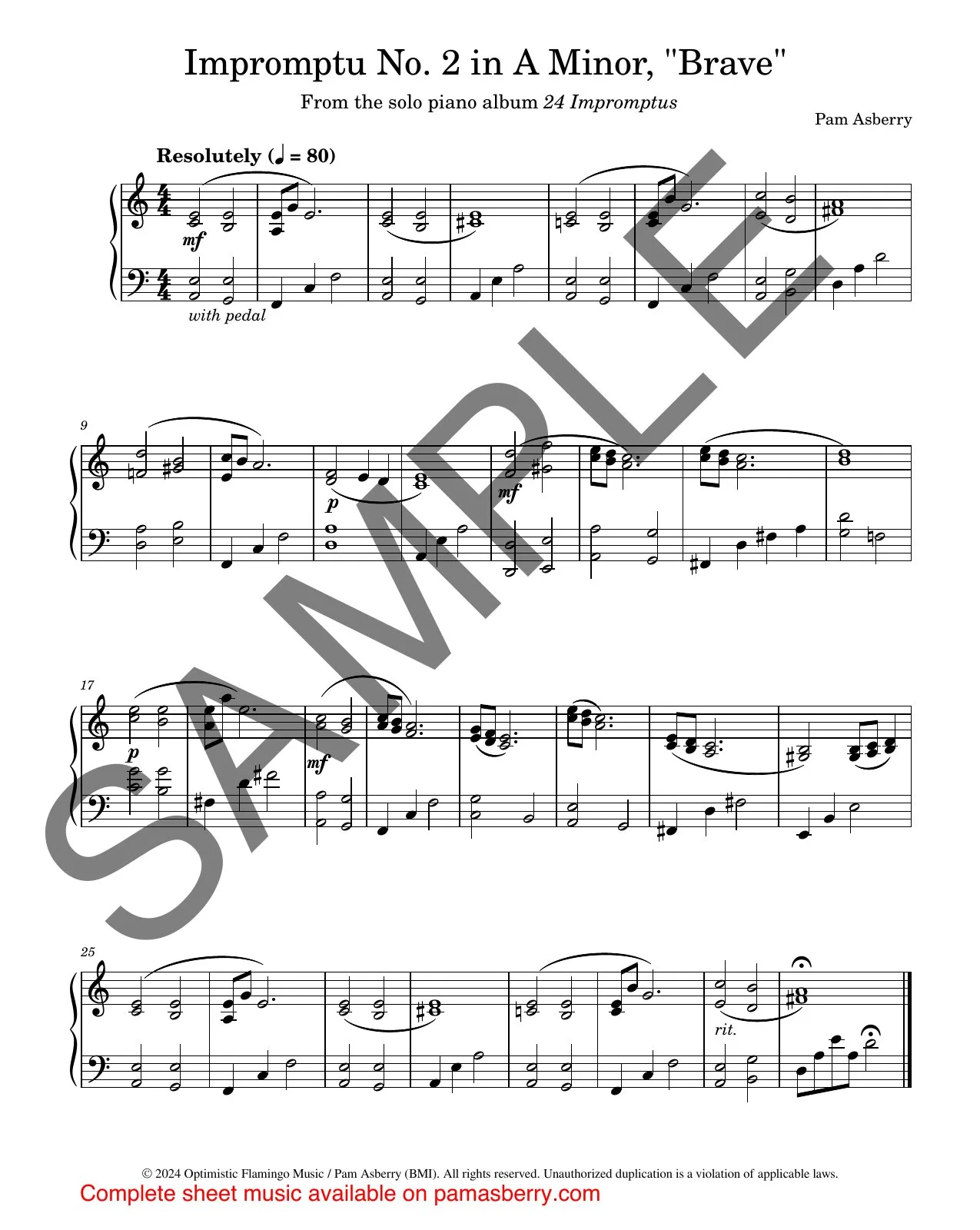 Impromptu No. 2 in A Minor, “Brave” – Downloadable Sheet Music sample page 1