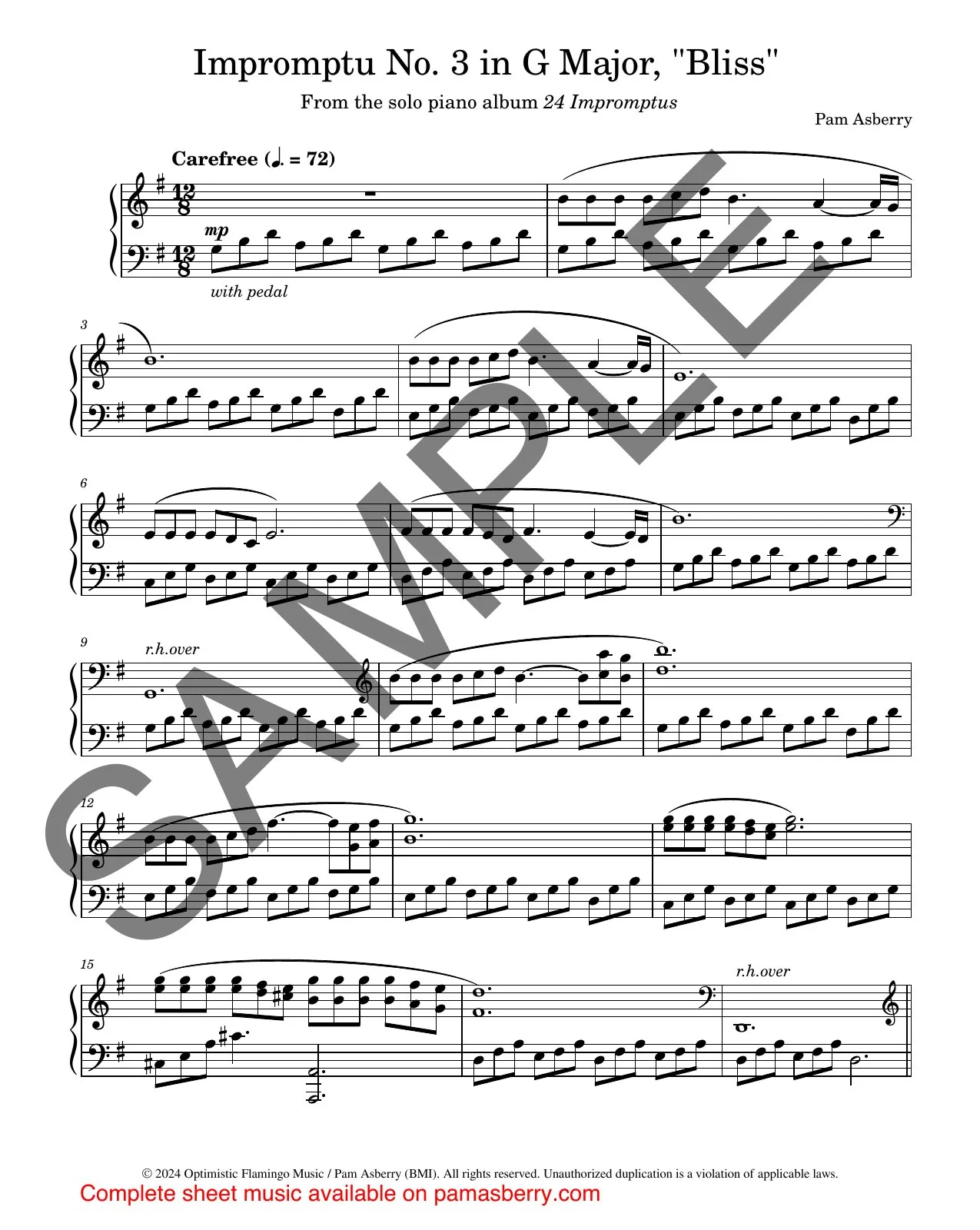 Impromptu No. 3 in G Major, “Bliss” – Downloadable Sheet Music sample page 1