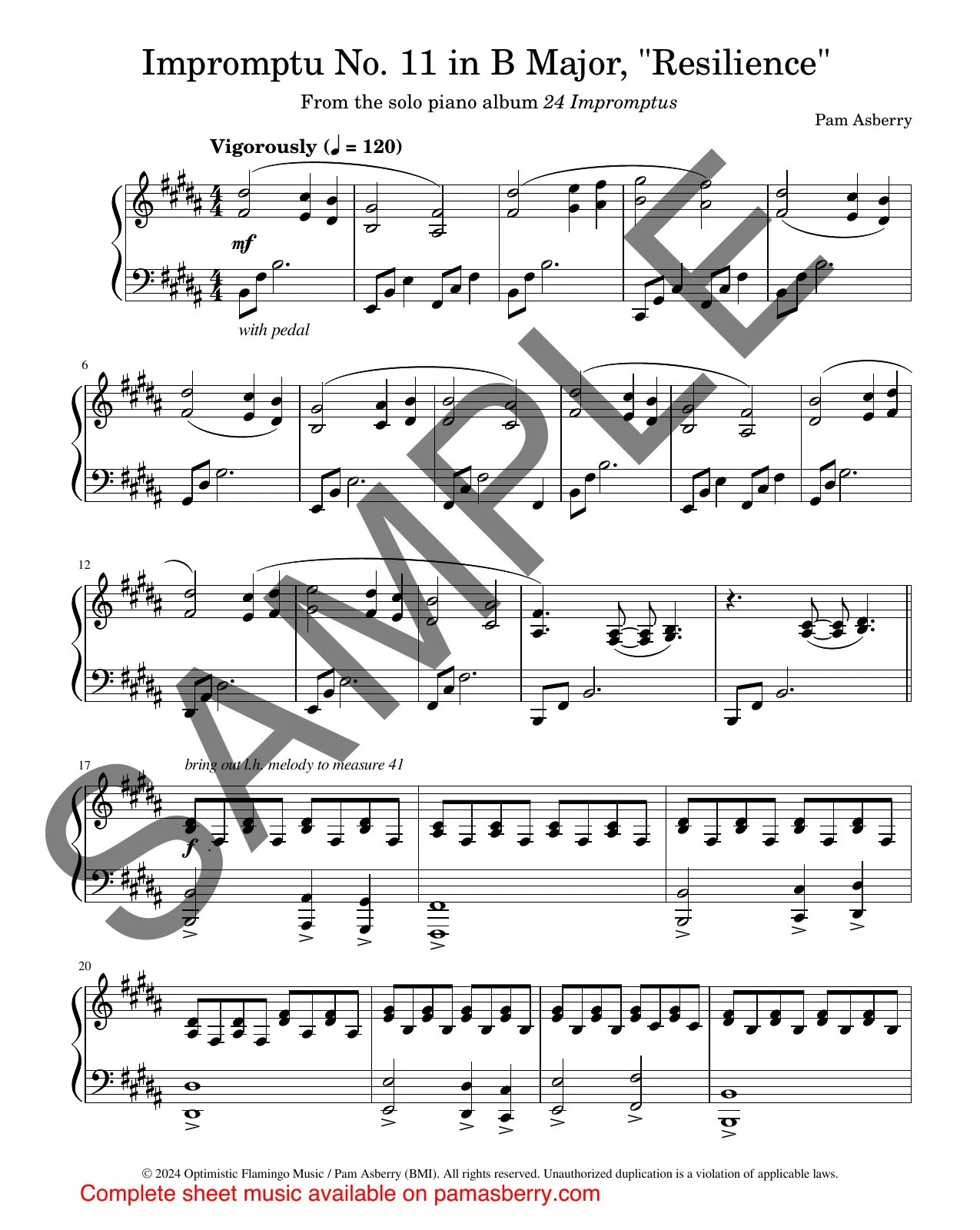 Impromptu No. 11 in B Major, “Resilience” – Downloadable Sheet Music sample page 1