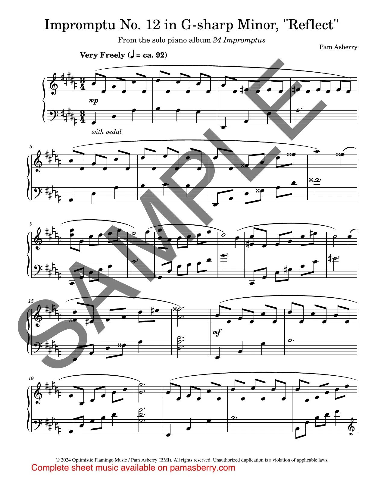 Impromptu No. 12 in G-sharp Minor, “Reflect” – Downloadable Sheet Music sample page 1