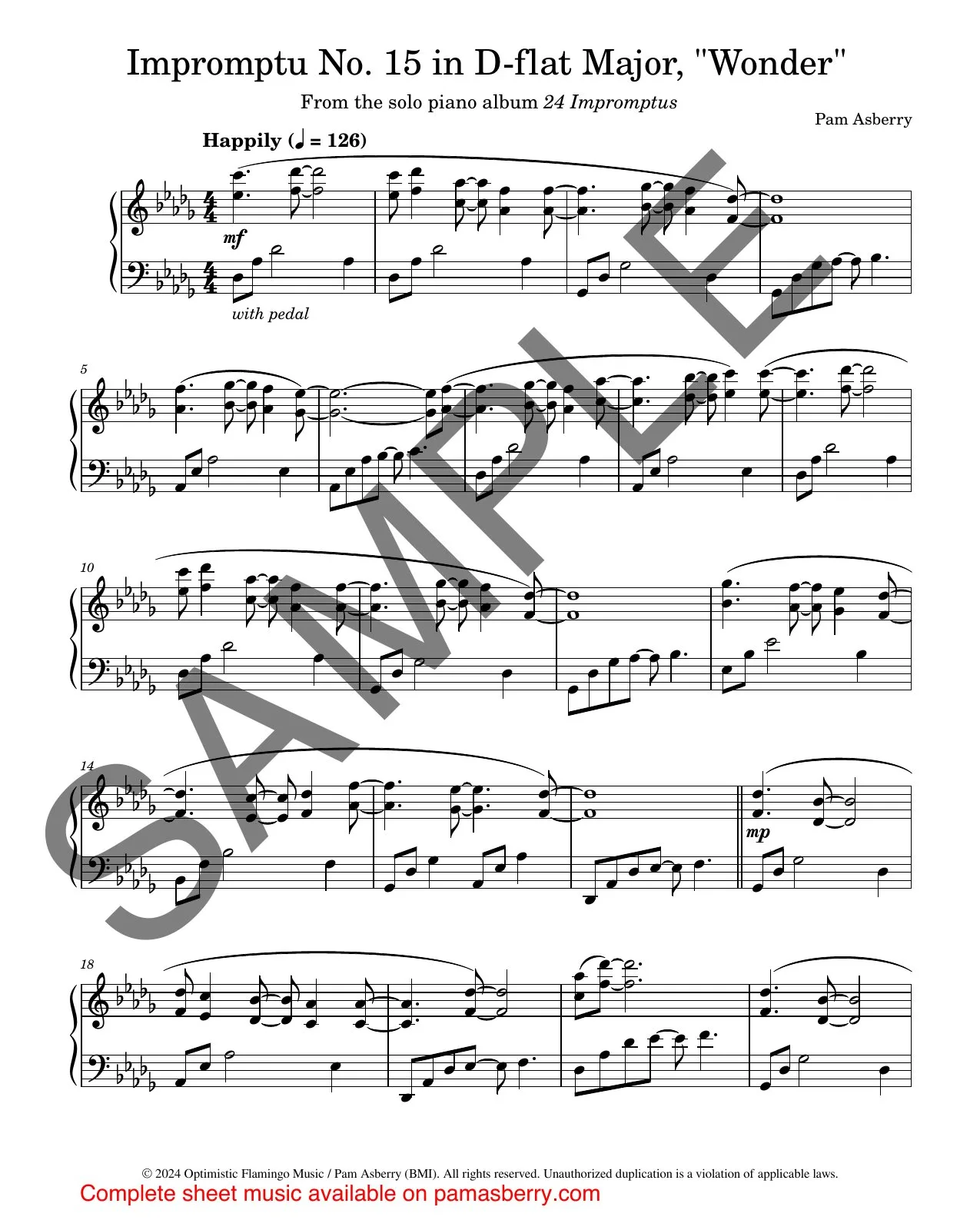 Impromptu No. 15 in D-flat Major, “Wonder” – Downloadable Sheet Music sample page 1