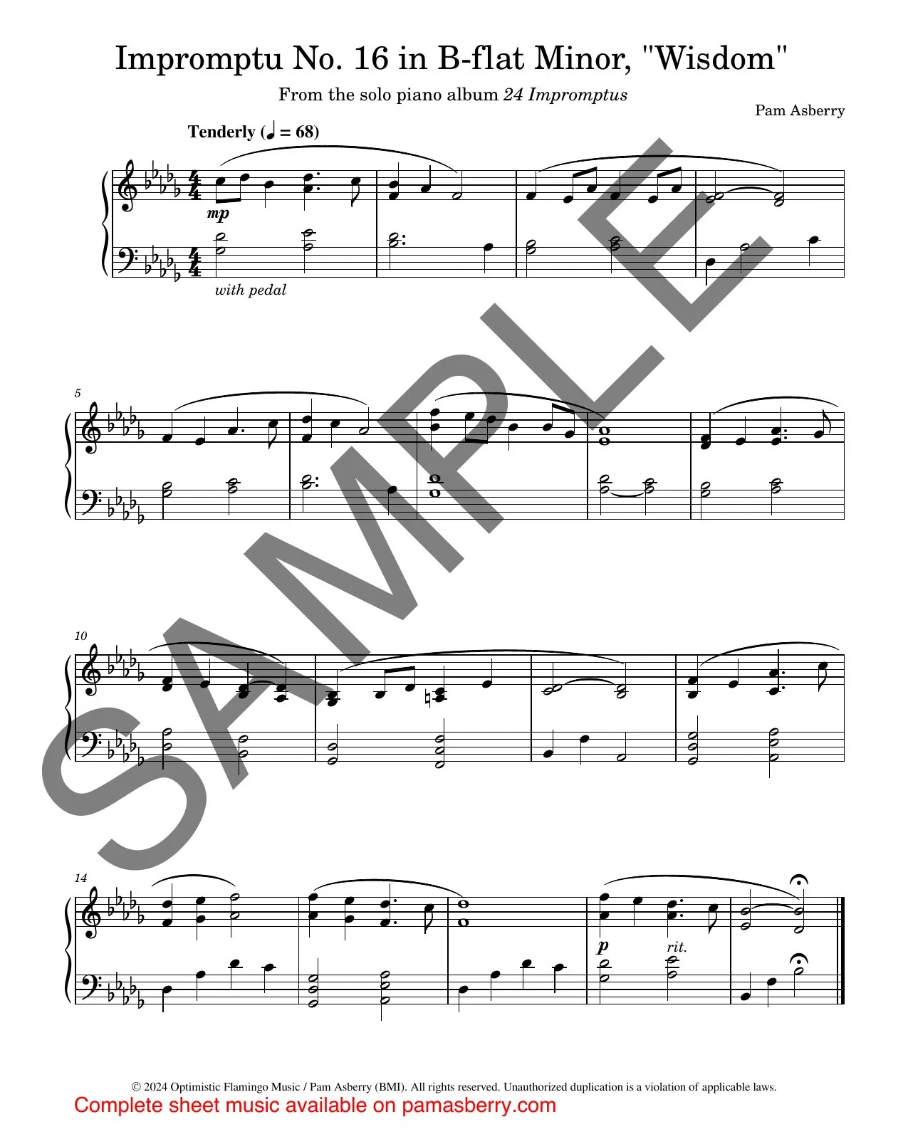 Impromptu No. 16 in B-flat Minor, “Wisdom” – Downloadable Sheet Music sample page 1