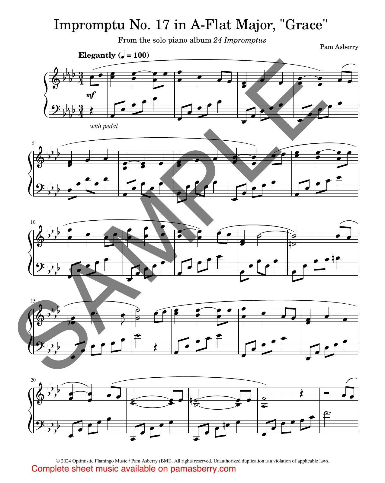 Impromptu No. 17 in A-flat Major, “Grace” – Downloadable Sheet Music sample page 1