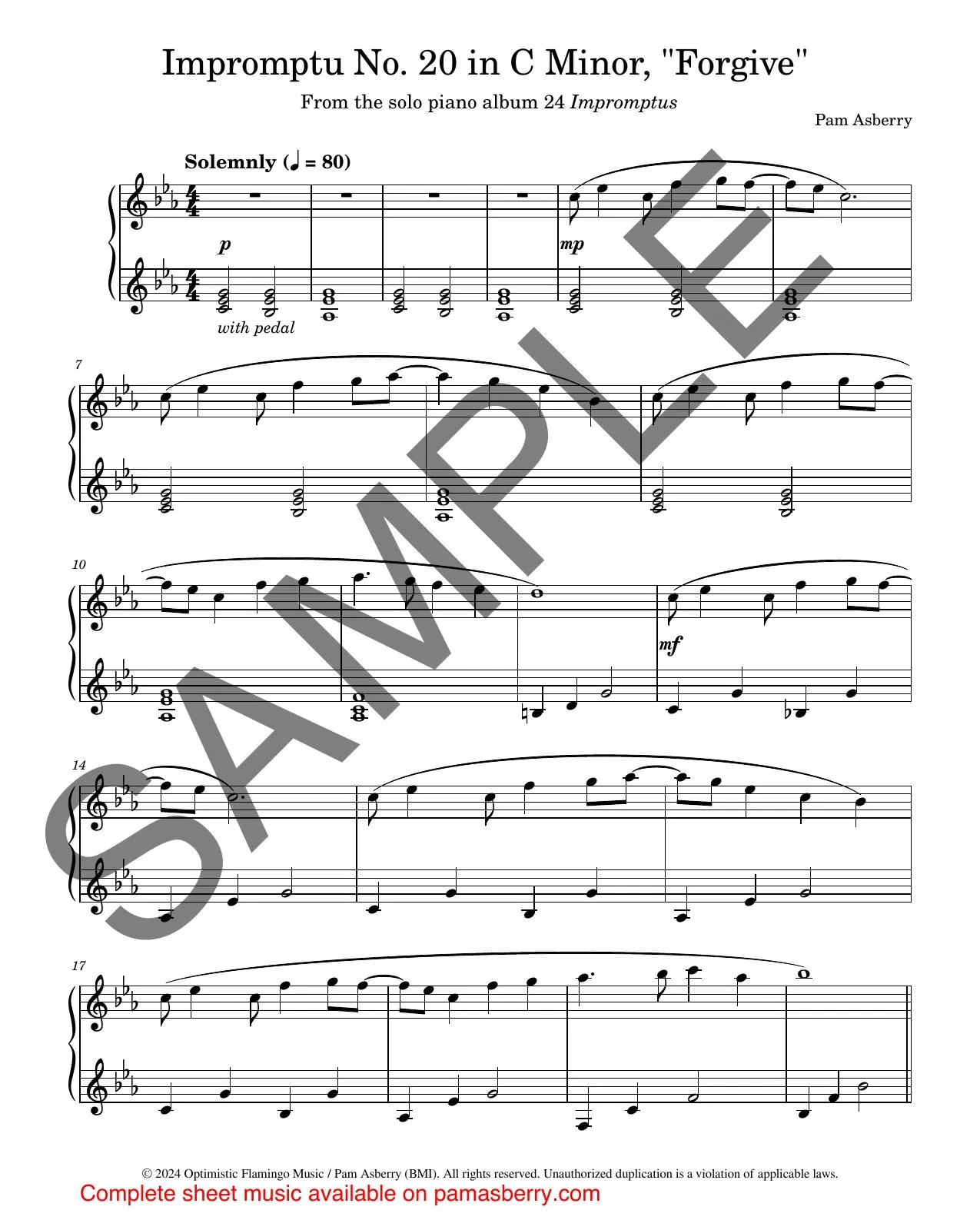 Impromptu No. 20 in C Minor, “Forgive” – Downloadable Sheet Music sample page 1