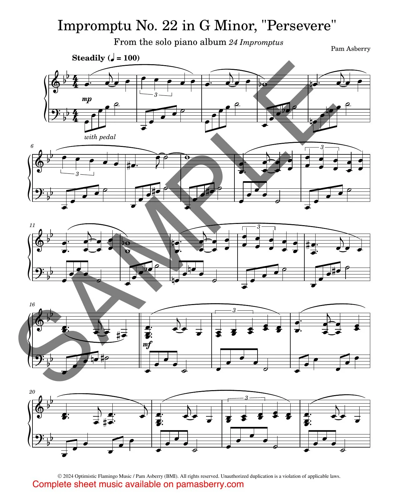 Impromptu No. 22 in G Minor, “Persevere” – Downloadable Sheet Music sample page 1