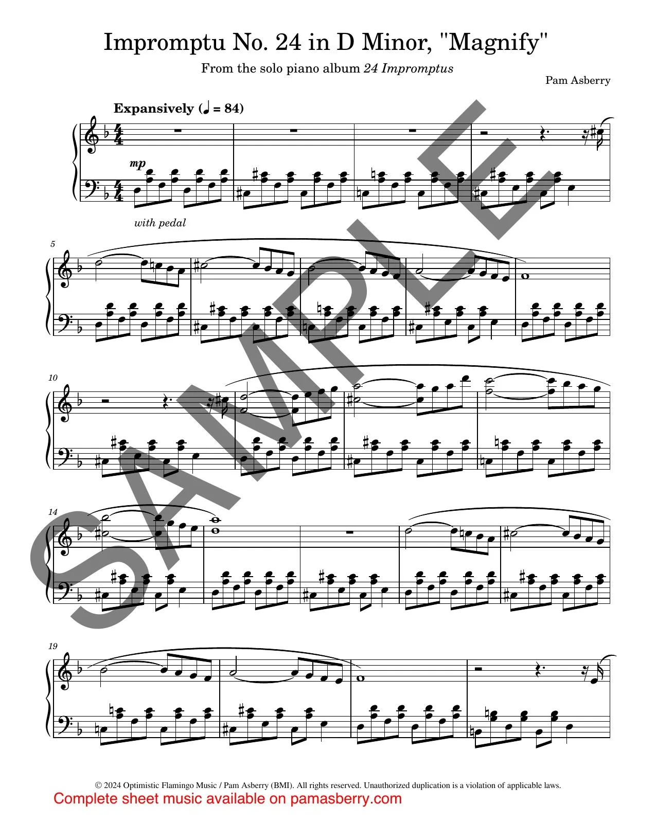 Impromptu No. 24 in D Minor, “Magnify” – Downloadable Sheet Music sample page 1