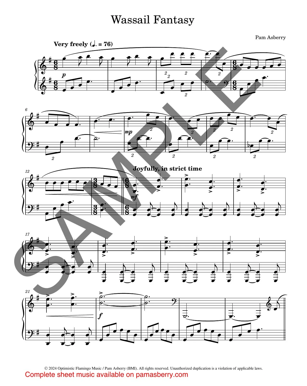 Wassail Fantasy – Downloadable Sheet Music sample page 1