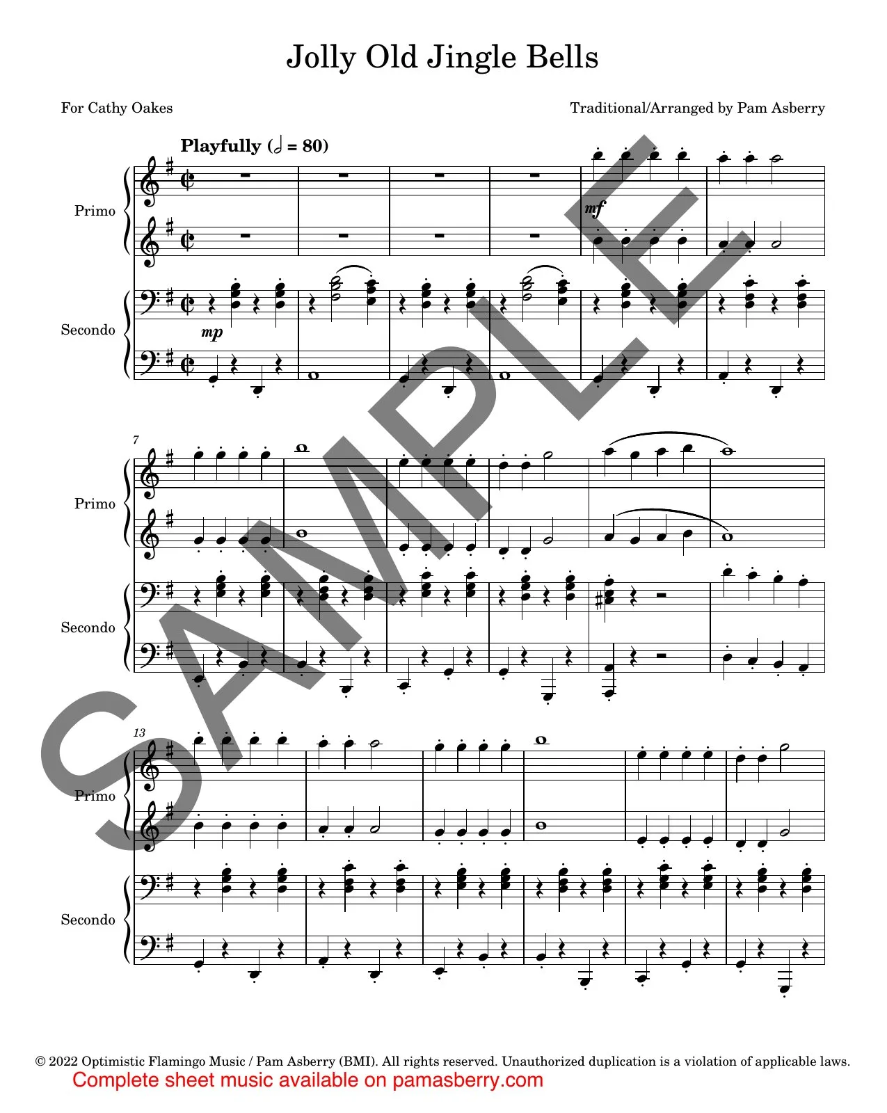 Jolly Old Jingle Bells – Downloadable Sheet Music sample page 1